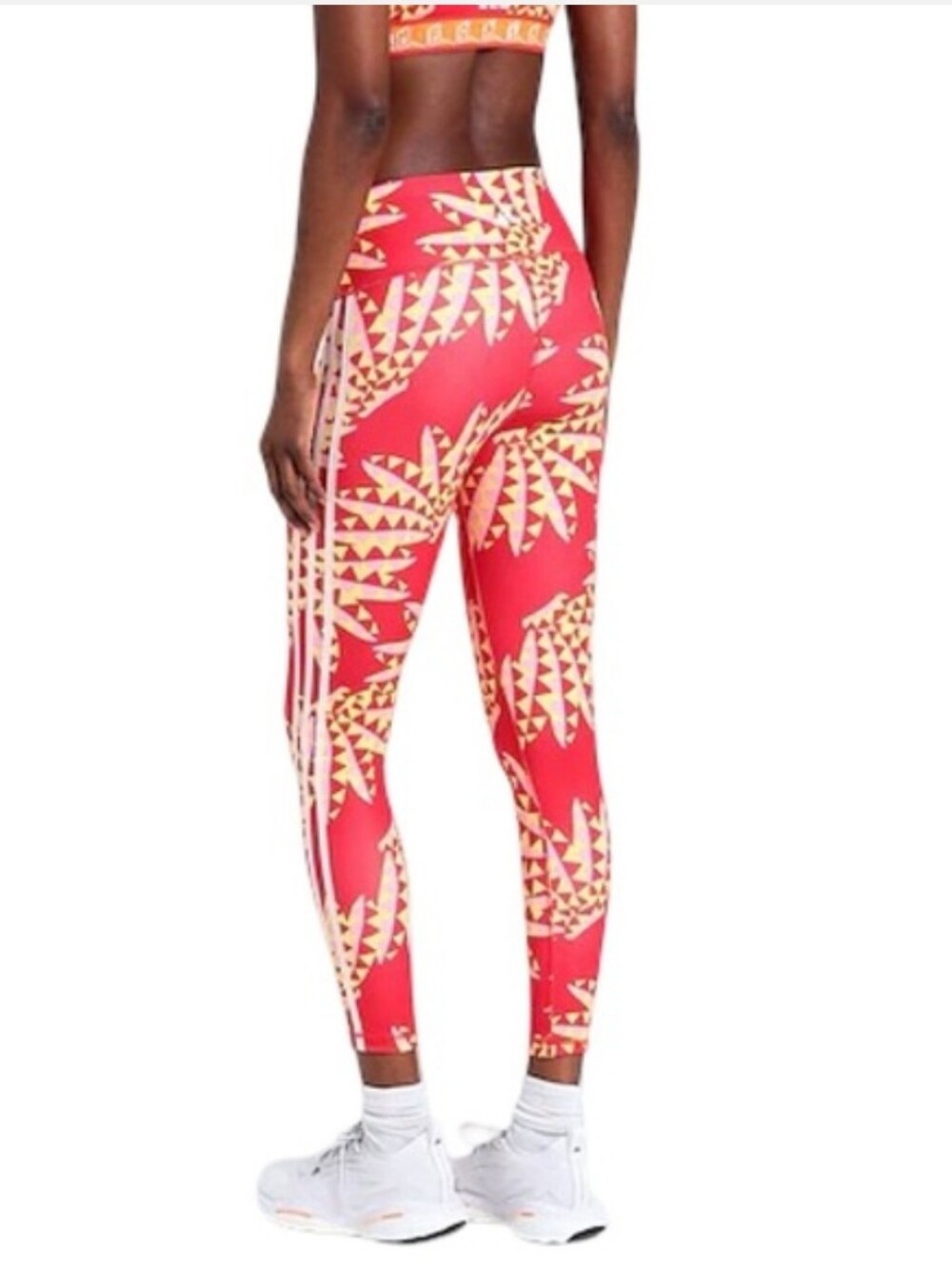 FARM Rio x Adidas Psvchedelic Wave 7/8 High Waist Leggings Tomato Red Yellow XXS - Picture 3 of 10
